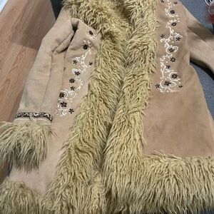 Aldo Tan and Cream Teddy Jacket with Plush Faux Fur Trim